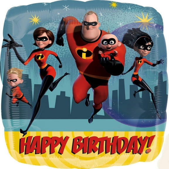 Disney Pixar Incredibles 2 Happy Birthday Foil Balloon 18" ( Each )