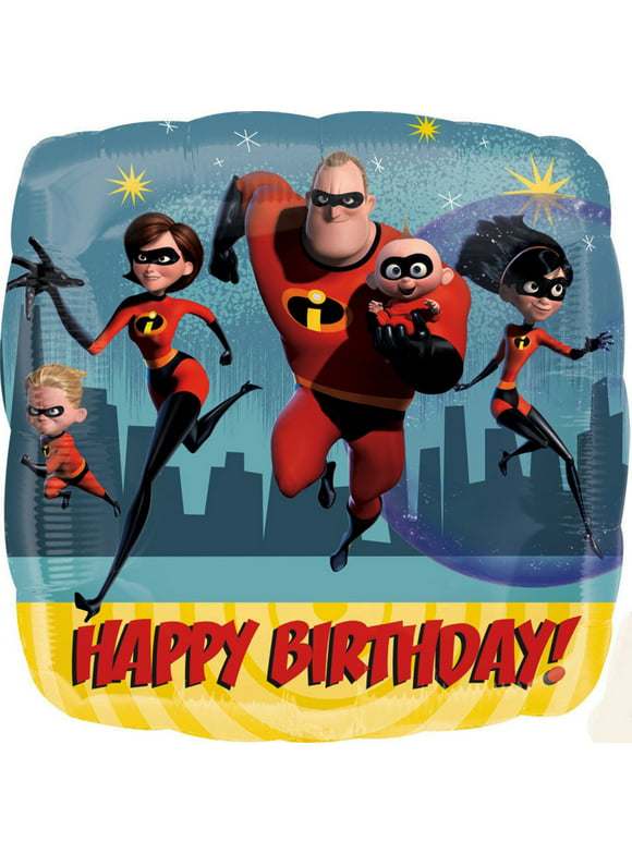 Disney Pixar Incredibles 2 Happy Birthday Foil Balloon 18" ( Each )