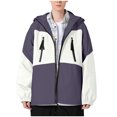 thumbnail image 3 of qolati Rain Jacket Mens Lightweight Waterproof Hooded Rain Jackets Casual Fall Winter Raincoat Windbreaker Outdoor Zip Up Hiking Travel Rain Coats with Pockets Purple L, 3 of 10
