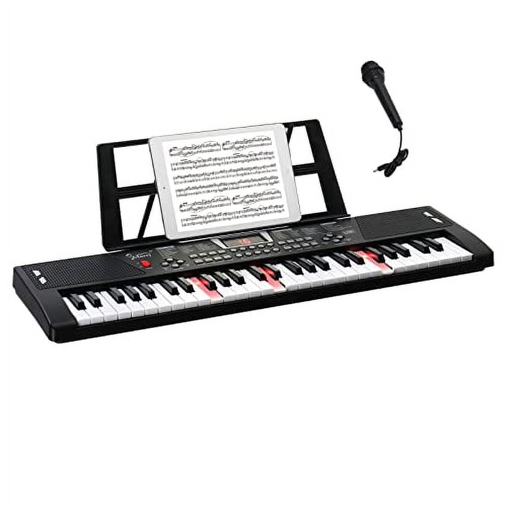 GLARRY 54 Lighted Keys Electric Keyboard Piano for Beginners Portable Music Keyboard Baby with Music Stand, Microphone, Power Supply, Headphone