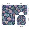 thumbnail image 3 of Pioneer Flower Floral Print Pattern Bathroom Rugs Sets 3 Piece,Toilet Cover Set,Absorbent Non Slip Bathroom Mats Sets with U-Shaped Contour Rug Toilet Rug Set, 3 of 5