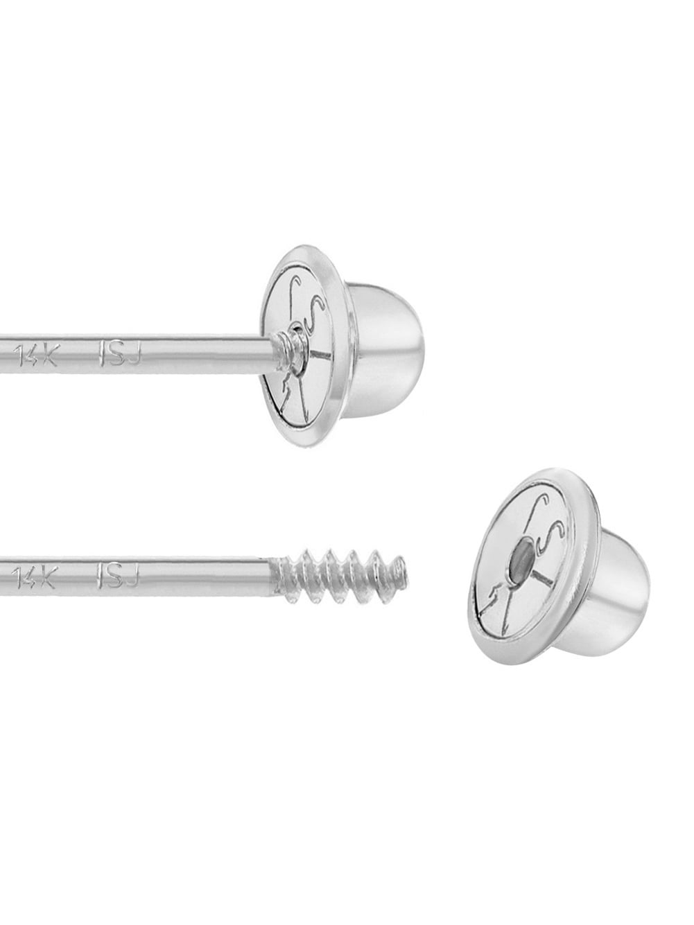 14k White Gold Tiny 3mm Clear CZ Solitaire Toddler & Baby Screw Back Earrings
