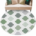 thumbnail image 2 of Abstract Grid Round Living Room Rugs 8 ft, Boho Green Grey Geometric Medieval Plaid Washable Large Area Rug with Non-Slip Sturdy Edge Binding Round Carpet for Dining Room Kitchen Office, 2 of 9