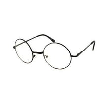 Skylark John Lennon Costume Metal Frame Clear Lens Round Circle Eyeglasses, Black