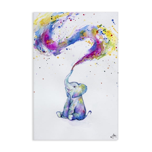 Stupell Industries Eclectic Spring Elephant & Paint Splatter Canvas Art, 16 x 24, by Marc Allante