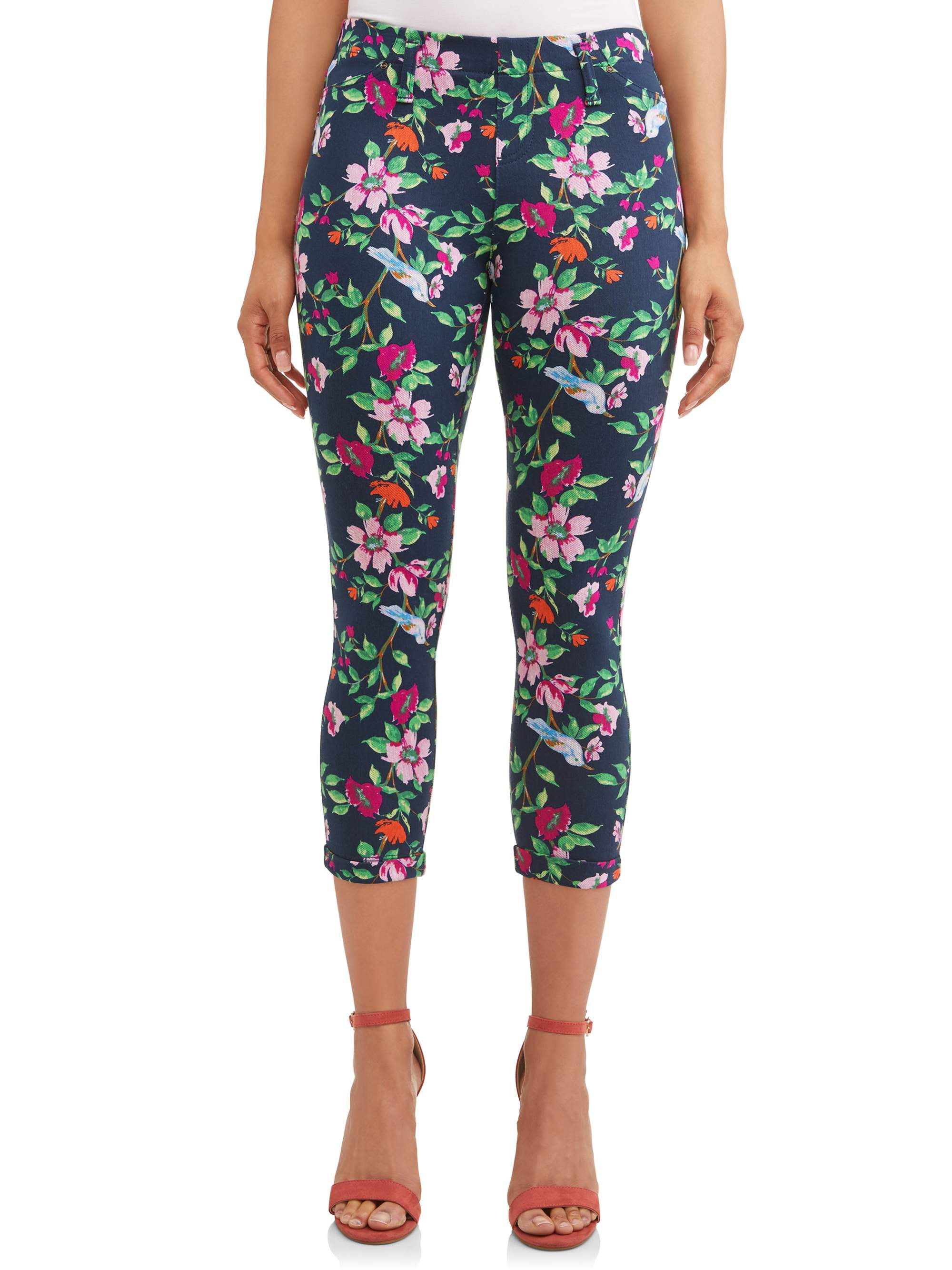 time and tru floral jeggings