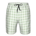 thumbnail image 3 of Fotbe Pistachio Green Checkboard Trajes de Baño Estampados para Hombre, Shorts de Verano de Secado Rápido, Ropa de Playa, Bañadores-Medium, 3 of 6