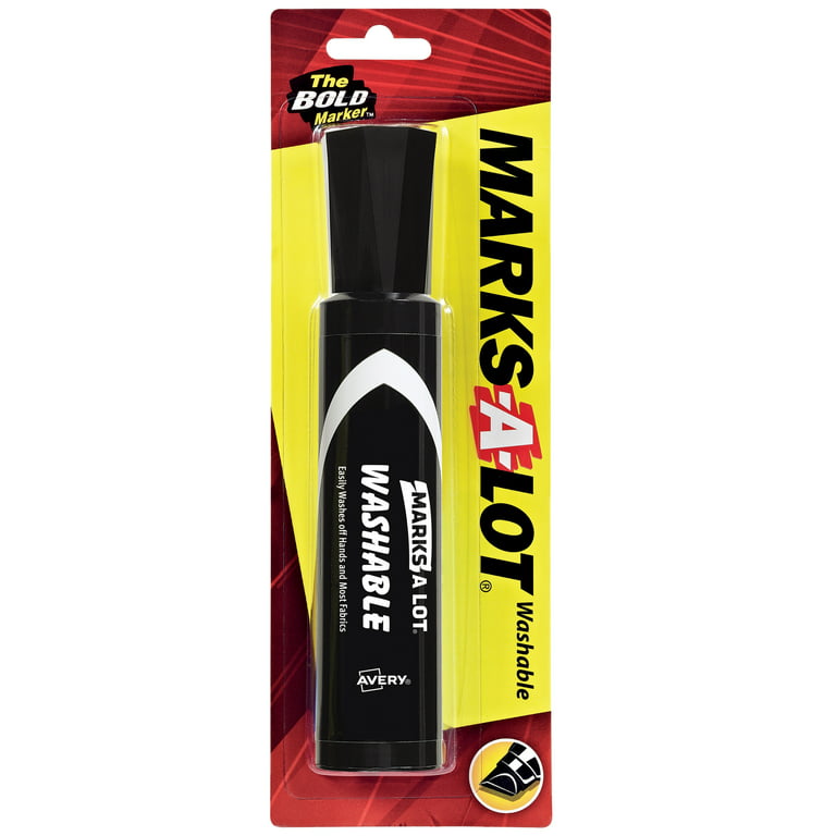 Avery Marks-A-Lot Jumbo Washable Marker, Chisel Tip, Black (24158)