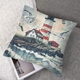 thumbnail image 7 of Lighthouse Decorative Throw Pillow Case, Lighthouse and Seagulls on The Beach Navigational Aid Seaside Waterways Art, Cushion Cover for Couch Living Room Car,  Red Grey White, 7 of 7