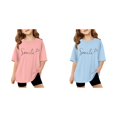 thumbnail image 1 of (2-Pack) Rinsvye Kids Short Sleeve Letter Design T Shirt Comfortable Tops And Girls Everyday Wear Durable Lightweight Apparel, 1 of 6