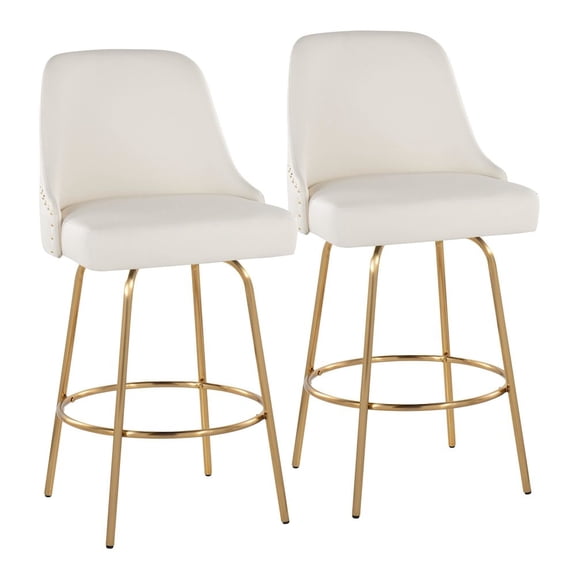 LumiSource Studded Marcel 27" Fixed-Height Counter Stool - Set of 2