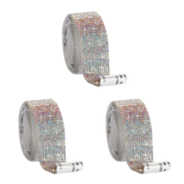 Guardoinrt Dazzling Crystal Rhinestone Ribbon DIY Sticker Multicolor 1.8cm 3Set