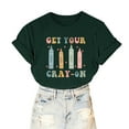 thumbnail image 6 of Virmaxy Get Your Crayon Womens Trendy Letter Printed Dressy Tops Round Neck Short Sleeve Loose Blouses Comfy Tunic Tops Summer Fashion Casual Baggy Basic Tee Mint Green S, 6 of 6