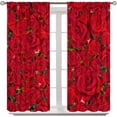 thumbnail image 2 of Rose Flower Blackout Curtains,Romantic Love Red Art Rose Flower Plant Windows Treatments Rod Pocket Drapes for Girls Living Room Bedroom Kitchen 84x84in, 2 of 6
