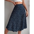 thumbnail image 4 of Women'S Summer High Waisted Flowy Slit Midi Skirts Casual Boho Floral Beach Skirt Blue M, 4 of 9