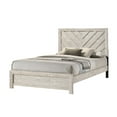 thumbnail image 2 of 3pc Rustic Beige Finish Wooden Bedroom Furniture Full Size Geometric HB Bed 2x Nightstand Set, 2 of 7