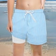 thumbnail image 4 of sususu Boys Swim Trunks with Compression Liner Drawstring Swim Shorts with Boxer Brief Summer Beach Bathing Bottom Light Blue 2-3 Years, 4 of 4