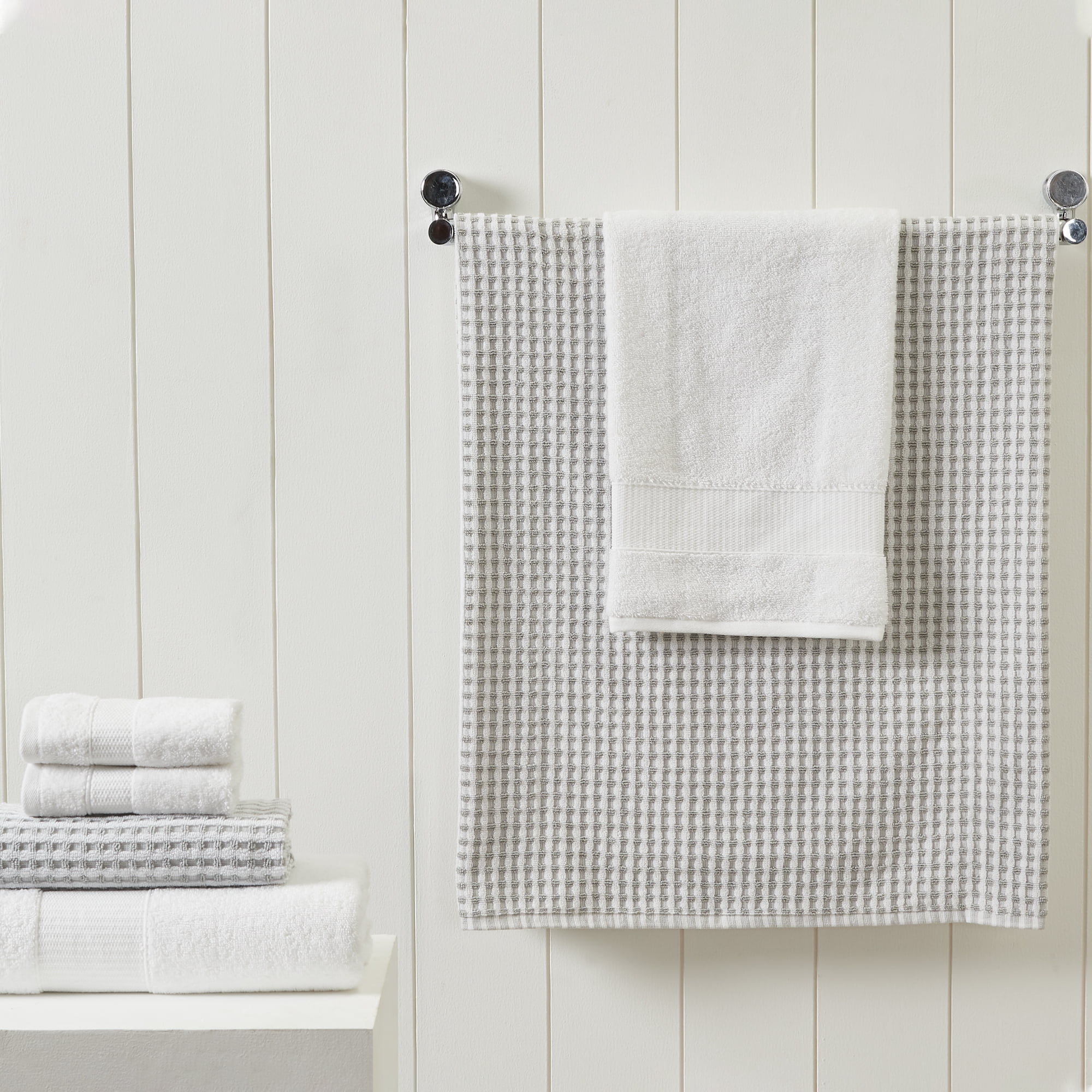 Modern Threads Cobblestone 6-Piece Cotton Adult Bath Towel Set, Silver