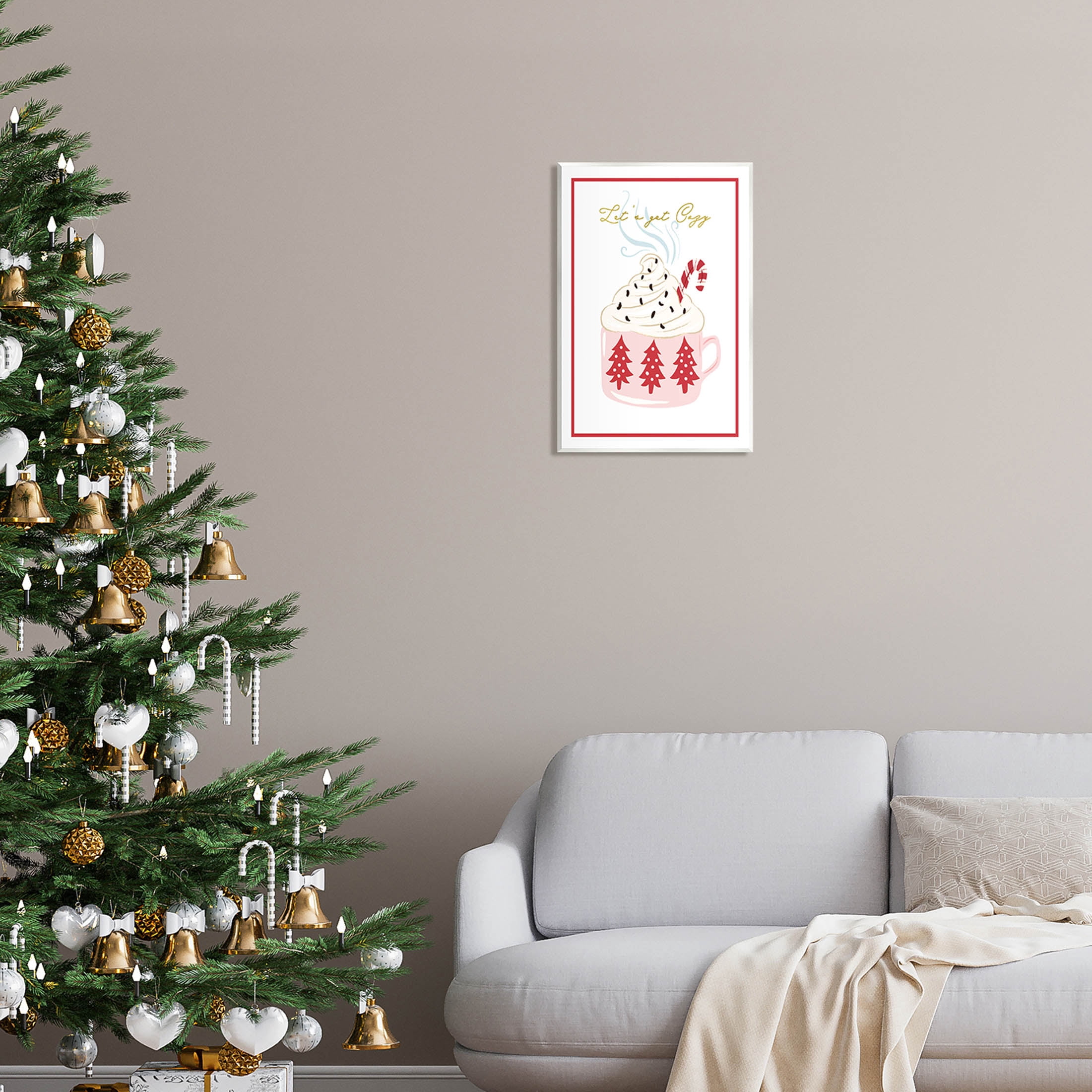 Stupell Industries Let's Get Cozy Pink Cocoa Graphic Art Unframed Art Print Wall Art, Design by The Saturday Evening Post