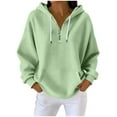 thumbnail image 2 of Ounisa Womens Hoodies Casual Long Sleeve Drawstring Waffle Pullover Tops Loose Hooded Sweatshirt with Pocket, 2 of 8