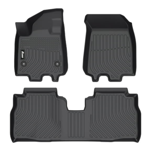 Ikon Motorsports All Weather TPE Floor Mats Liner Fits 2024-2025 Chevrolet Equinox EV, 3D Molded Non-slip Waterproof Carpets Guard Black 3PCS