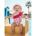 thumbnail image 5 of BemeyourBBs Toddler Baby Girls Swimsuit with Hat 2 Pcs Set Cherry Bow Strawberry Print Ruffled Trim Spaghetti Strap Sleeveless Swimwear, 5 of 9