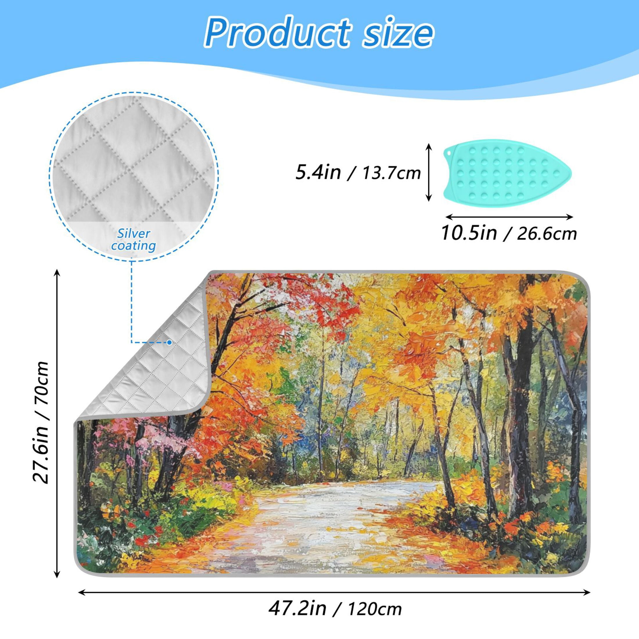 Flowers and Falling Leaves Autumn Ironing Mat Blanket for Table Top Travel Portable Ironing Board Pad 47.2x27.6 Inch