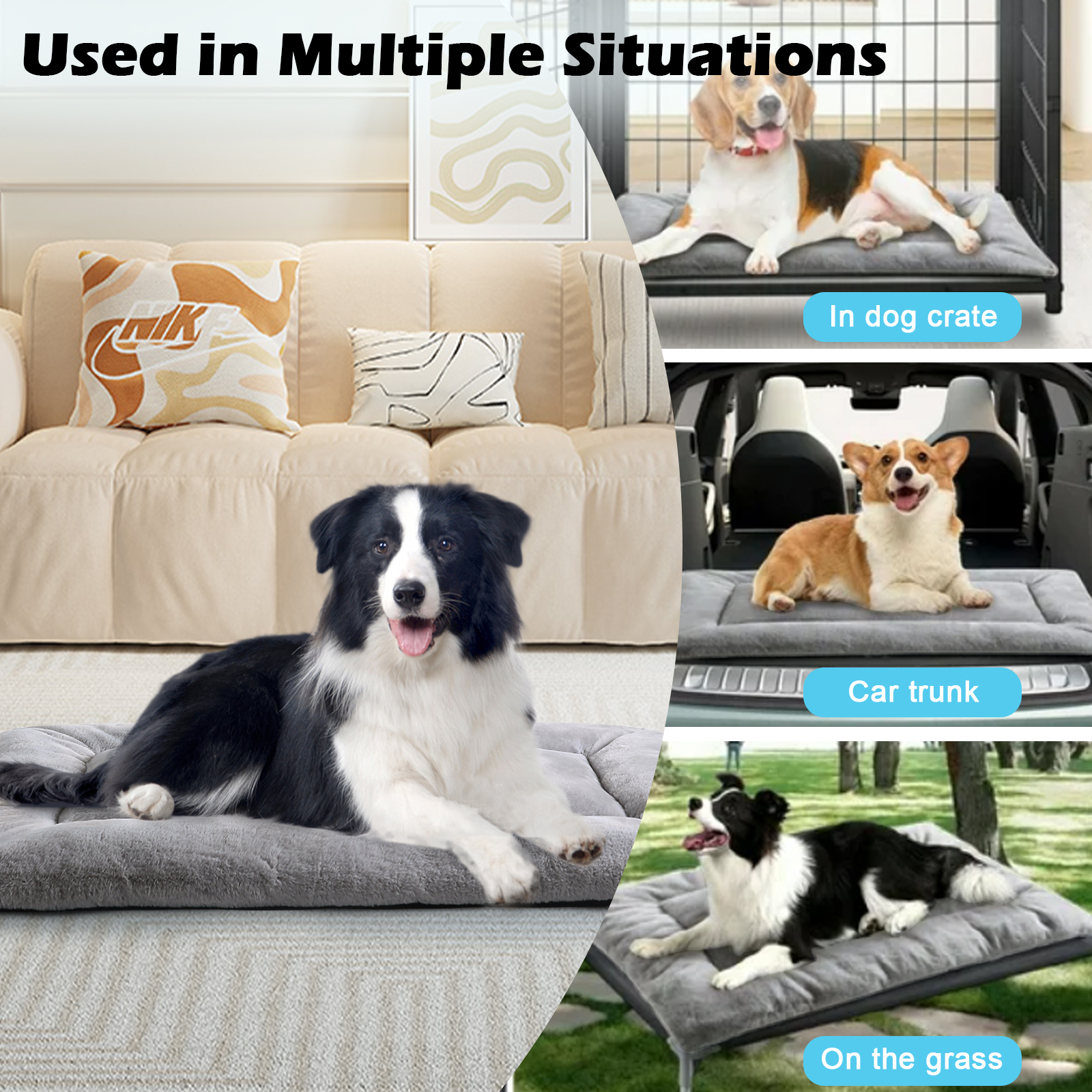 MERITLIFE Plush Washable Dog Bed with Anti-Slip Bottom photo 2