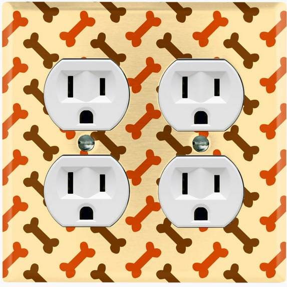 Metal Light Switch Plate Cover Dog Bone Treats Orange Brown Beige DOG026