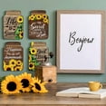Hvxrjkn 4Pcs Vintage Mason Jar Wall Decor Wood, Rustic Sunflower Wall