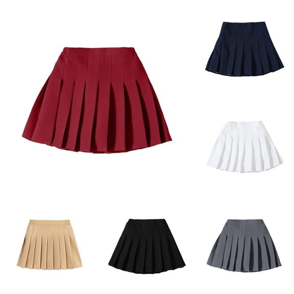 RUTAYY Girls Pleated Skirt Solid Color Tennis Slim Fit High Elastic Waist Bottom Comfortable Everyday Wear Beach Casual Skirts