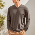 thumbnail image 6 of Men Long Sleeve V Neck Pullover Shirt Lightweight Regular Fit Soft Fabric Plain Basic Top for Daily Wear, 6 of 6