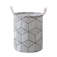 thumbnail image 3 of BAETEUY Round Folding Grid Stripe Laundry Storage Basket Clothes Holder Bucket Organizer, 3 of 8