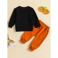 thumbnail image 3 of Wassery Infant Boys Halloween Outfits 6M 12M 18M 24M 3T Fall Toddler Kids Boys Clothes Sets Letter Pumpkin Print Crew Neck Long Sleeve Sweatshirts and Long Pants 2Pcs 0-3Y, 3 of 9