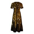 thumbnail image 5 of Penkiiy Women's Summer Shiny Print Casual Short Sleeve Crewneck Basic Swing T Shirt Dress Flowy Beach Vacation Sundress XL Yellow, 5 of 8