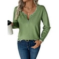 thumbnail image 3 of Women'S V Neck Long Sleeve Sweater Half Zipper Knit Sweater Casual Cricket Stripe Jumper Pullover Knit Tops Green M, 3 of 10