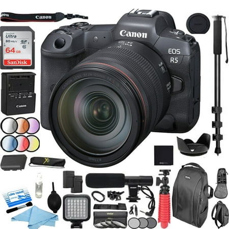 Canon EOS R5 Mirrorless Digital Camera with 24:105mm f/4L Lens Deluxe Bundle