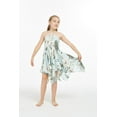 thumbnail image 3 of Girl Gypsy Uneven Bottom Hawaiian Luau Dress in Wispy Cereus Light Blue Size 4, 3 of 5