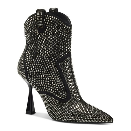 

INC Womens Black Western Rhinestone Padded Oaklynne Pointed Toe Zip-Up Booties 5.5 M