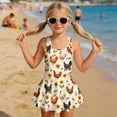thumbnail image 3 of DISNIMO Rooster Sunflower Print Girls One Piece Swimsuits Sleeveless Swim Dress Soft U Neck Bathing Suit Skirted Hawaiian Summer Swimwear, 3 of 8