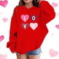thumbnail image 2 of Lorytime Kid Vintage Hoodies for Girl Letters Long Sleeve Crewneck Sweatshirts Heart Pullover with Pocket Loose Tops, 2 of 5