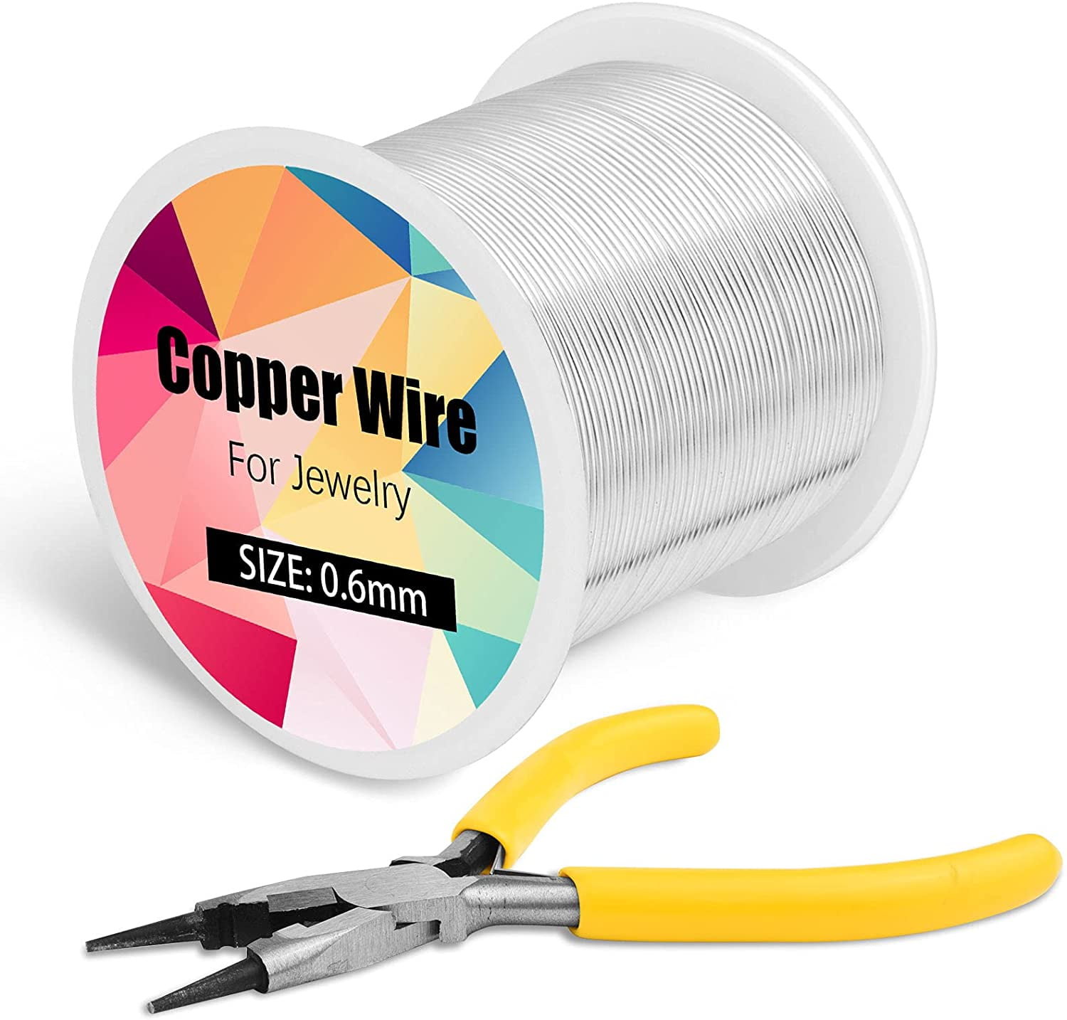 JESOT Craft Wire, 22 Gauge/0.6MM Silver Jewelry Wire for Jewelry Making and Crafts with Pliers