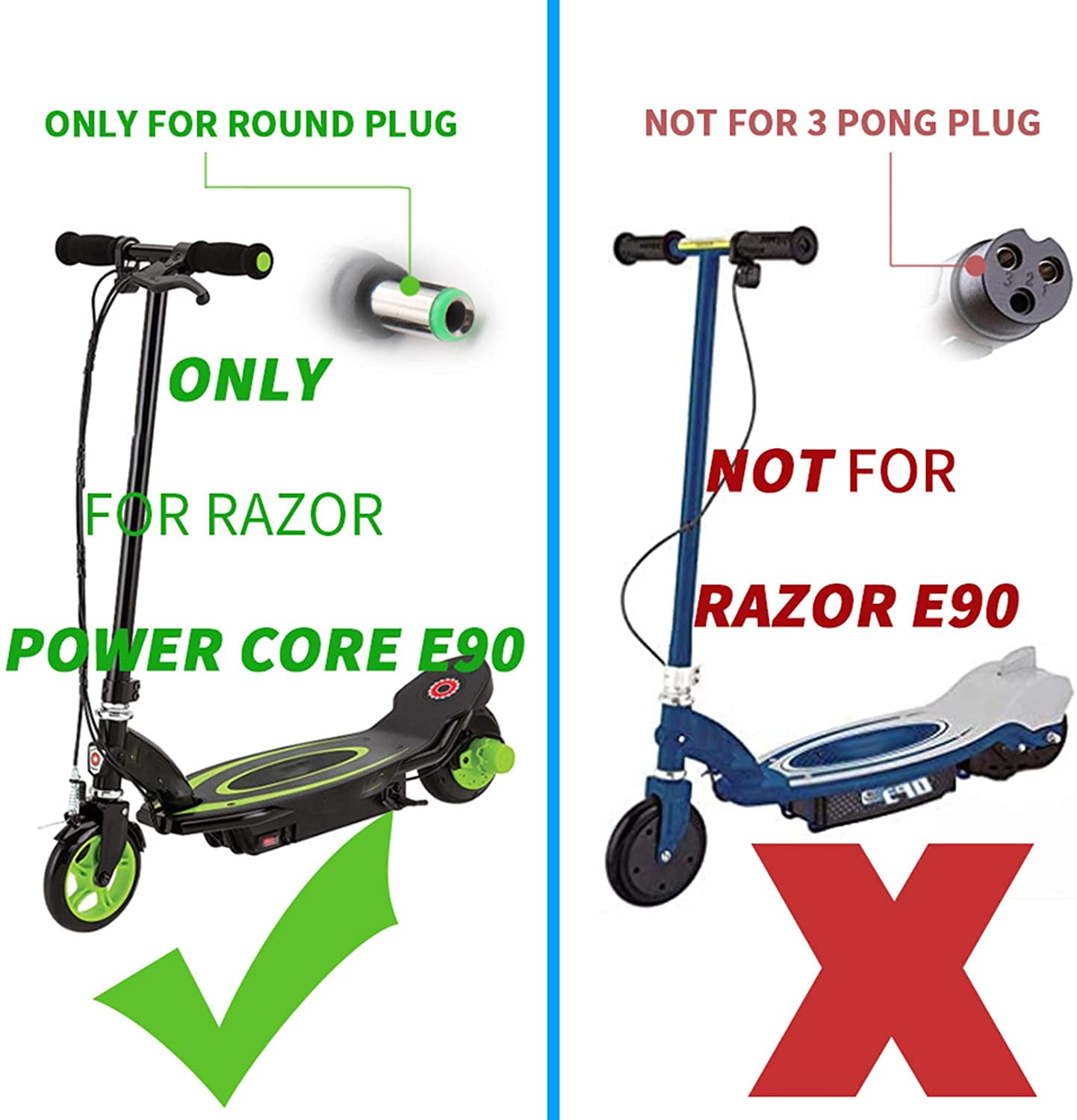 12V Battery Charger For Razor Power Core E90/EPunk/XLR8R/ Electric Scooters 