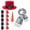 Red, variant on Iumwxz Complete Snowman Decoration Kit with Hat Scarf Eyes Carrot Nose Arms for Outdoor Winter Family Activities Create Fun Holiday Memories with Friends Friends