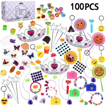 Princess Set Jewelry Box (Princess Pretend Jewelry Toy, Girl's Jewelry Dress Up Play Set,Treasure Box Prizes for Classroom;Crowns, Necklaces,Wands, Rings,Earrings and Bracelets Brithday Party Supplies)