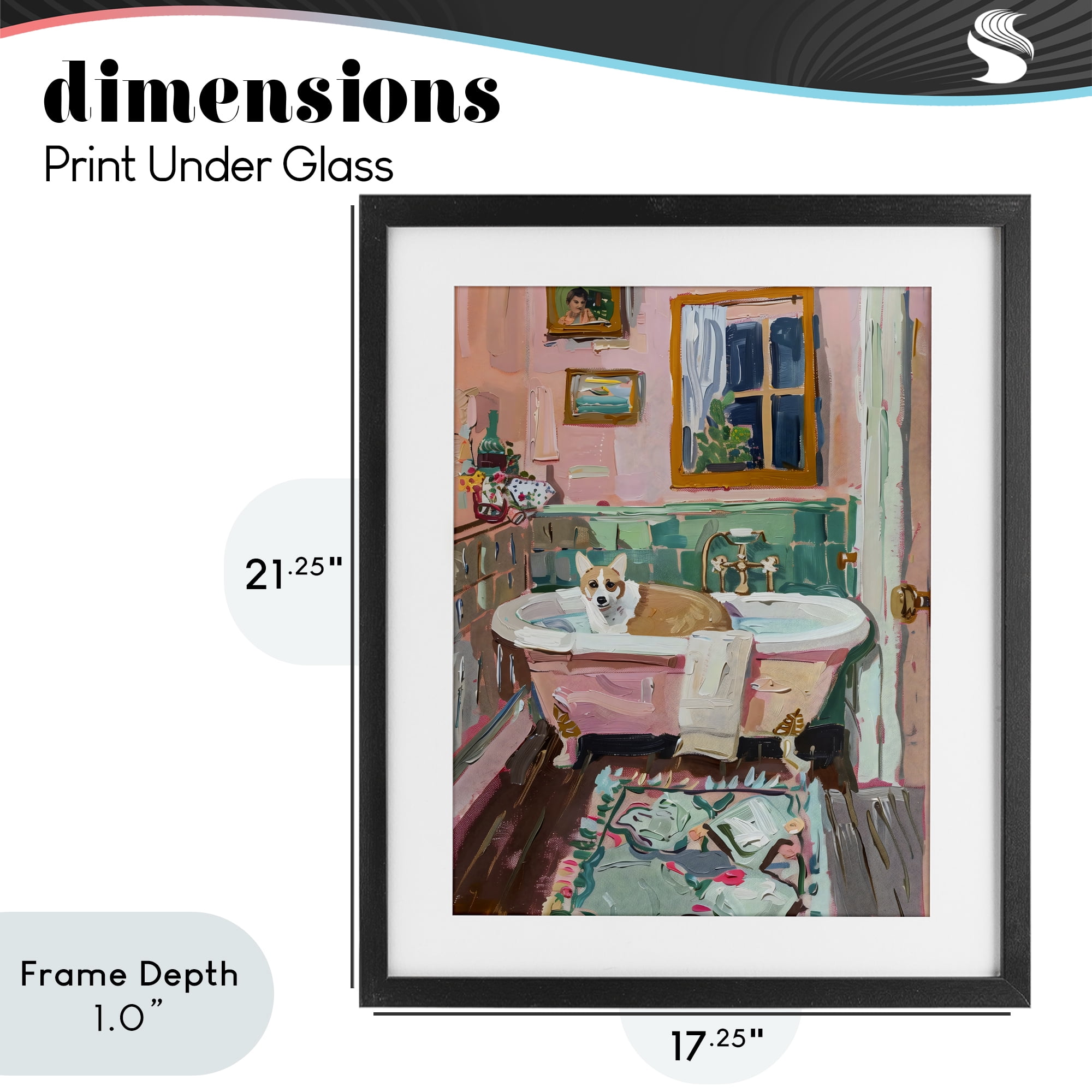 Stupell Industries Corgi in Pastel Tub Black Framed Print Under Glass, design by The Prints Vibe