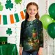 thumbnail image 4 of Blusas y camisas de manga larga con cuello redondo, informales, con estampado del Día de San Patricio, de manga tres cuartos y cuello redondo, para niños de talla mediana y grande., 4 of 6