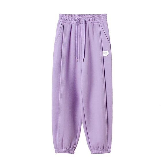 Zwiiyzr Toddler Baby Boys Girls Candy Color Solid Color Sweatpants Casual Kids Sports Pants 4-12 Years Purple