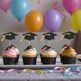 thumbnail image 4 of Gybeizhu 24 Piezas de Adornos para Cupcakes de Graduación en Negro y Dorado con Brillo, 4 of 5