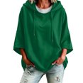 thumbnail image 2 of MOONDU Women's Short Sleeve Hoodie Hooded Sweatshirt Drawstring Pullover Solid Color Loose Fit Casual Summer Top for Gym Yoga Everyday Wear 8 Colors S-XXL, 2 of 7